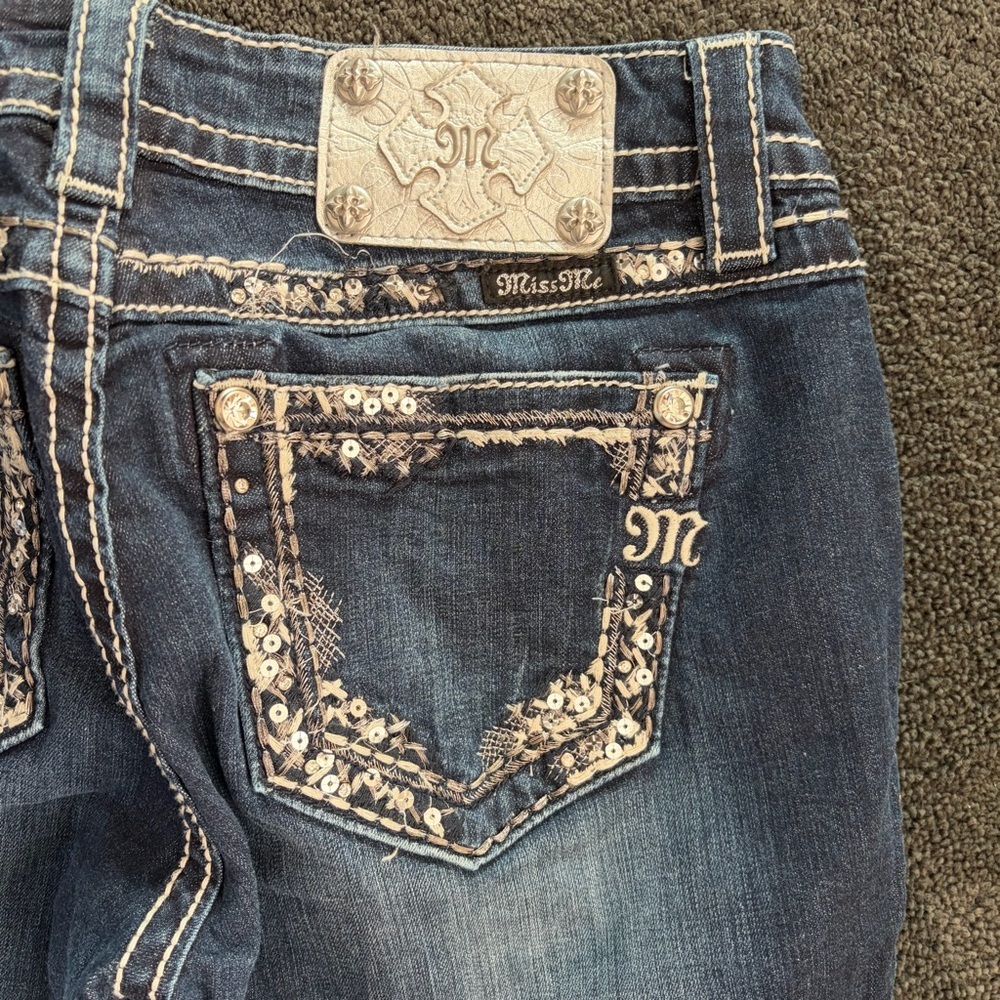 Miss Me Dark Blue Jeans Sequin Accents 27